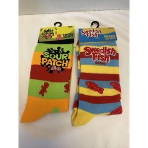 New Swedish Fish Candy Crew Socks 2 Pairs Mens Or Womens Fun Novelty Gift
